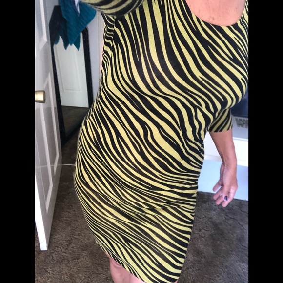 Betsey Johnson sexy green zebra stripe Dress sz S - Picture 6 of 8